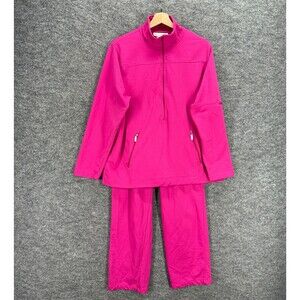 Drapers Of Damon's Activewear Sport Suit Women L Large Pink Cotton Long Sleeve